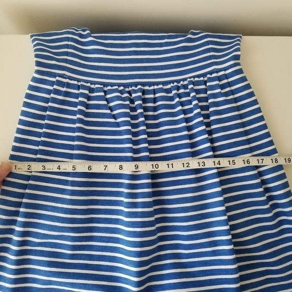 J Crew Blue/White Striped Pleated Ponte Mini Dress with Pockets Size XS - Picture 10 of 13